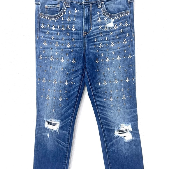 Abercrombie & Fitch Studded Blue Skinny high rise Jeans 27 - Picture 5 of 9